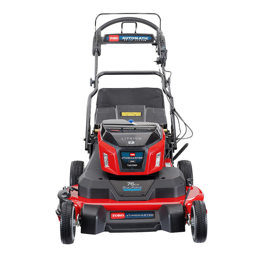 Toro eTimeMaster eTM76 folded for storage
