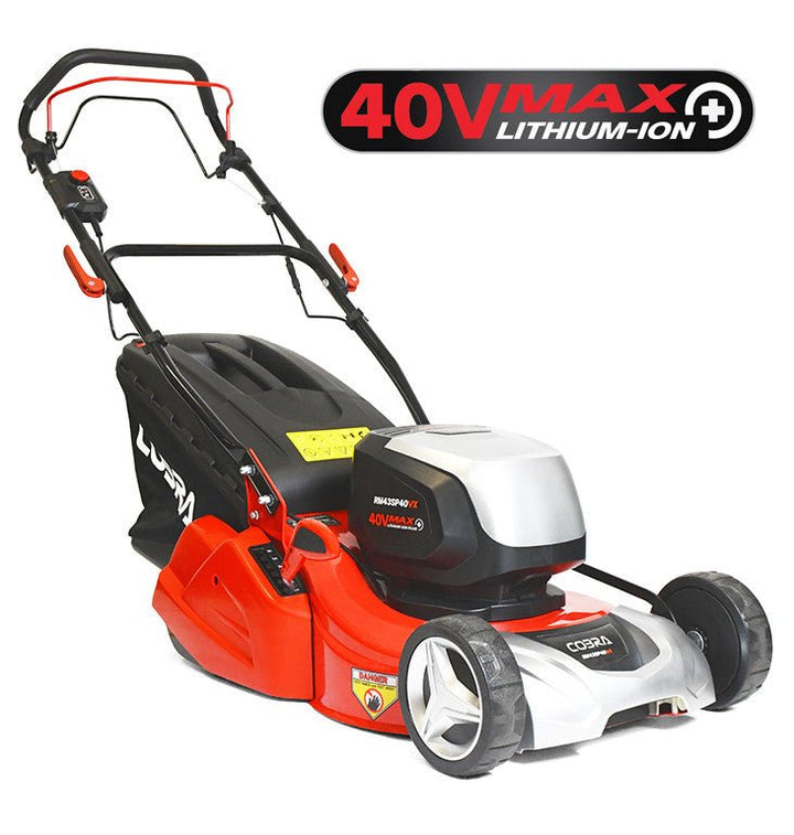 Cobra RM43SP40VX 17" 40V Self-Propelled Cordless Rear Roller Lawnmower - Lawn Mowers - Country Mower Centre