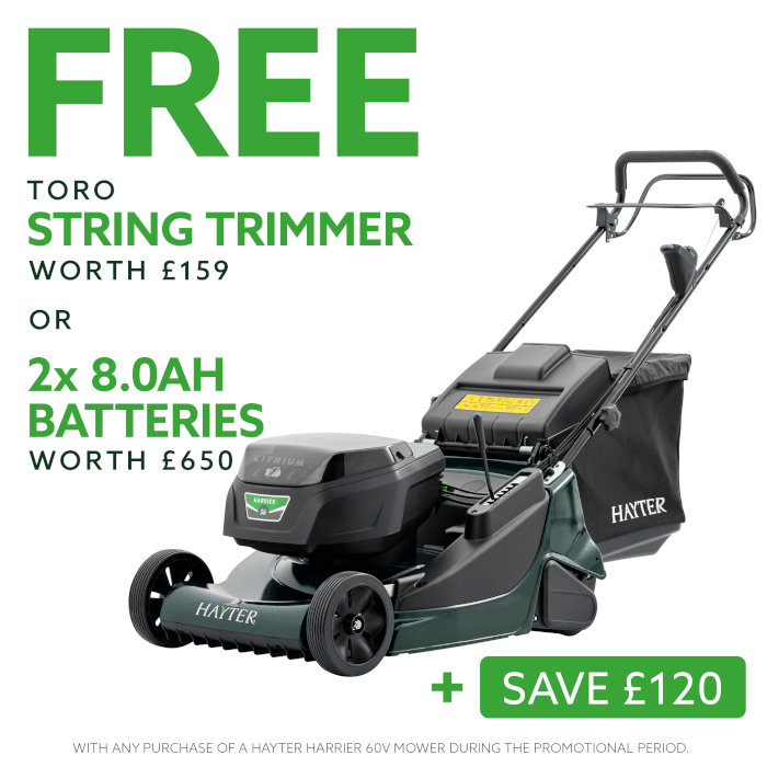 Hayter Harrier 56 Cordless Variable Speed Rear Roller 60V Battery Mower - Lawn Mowers - Country Mower Centre