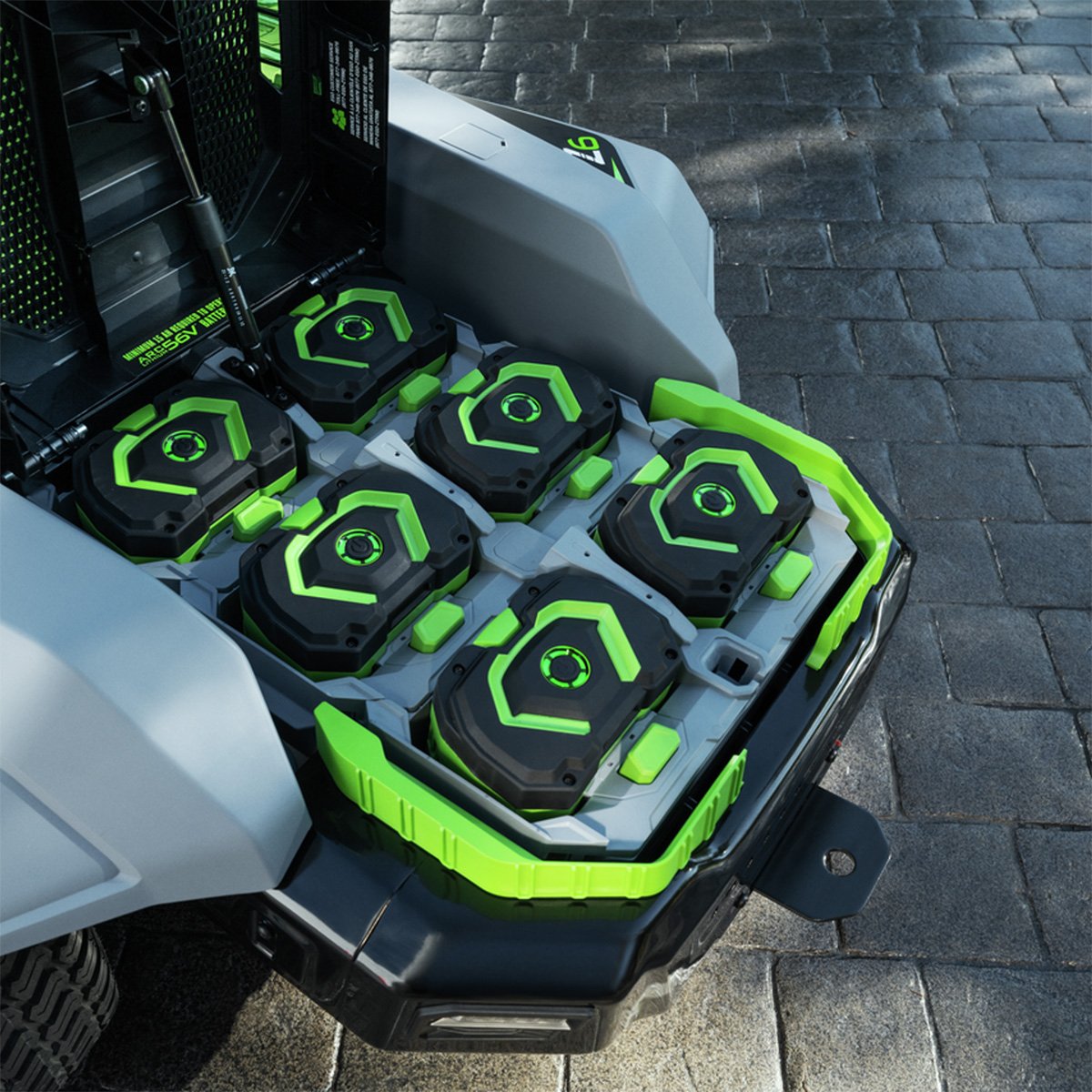 Full set of ego batteries in zero turn mower - Country Mower Centre