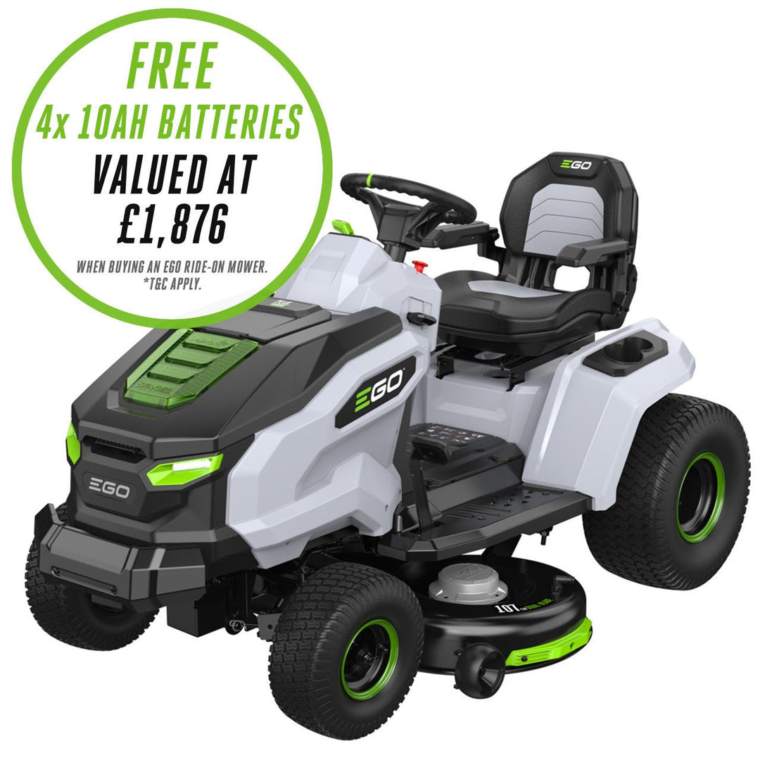 EGO TR4200E 107cm (42") 56V Side Discharge Ride-on Tractor Mower - Garden Tractors - Country Mower Centre